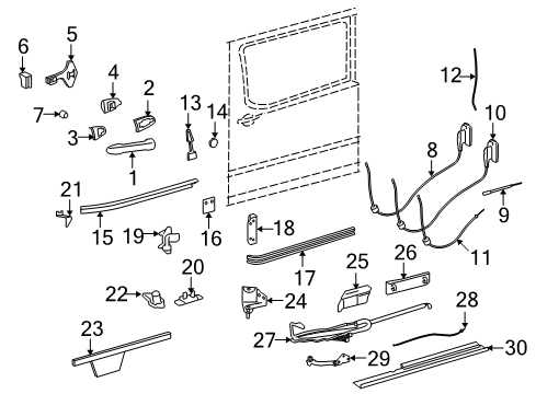 2009 Dodge Sprinter 3500 Side Loading Door - Lock & Hardware Door Lock-Side Cargo Door Diagram for 68010225AA