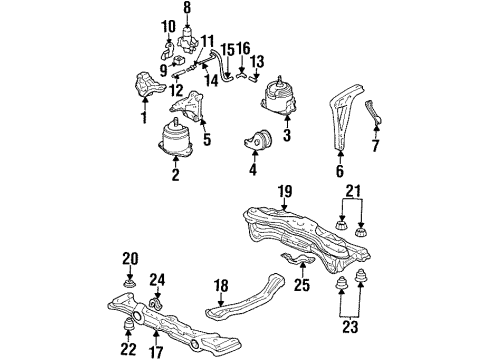 1996 Honda Accord Engine & Trans Mounting Damper, FR. Beam Dynamic Diagram for 50255-SV7-A00