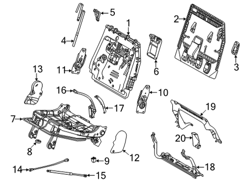 2021 Toyota Sienna Third Row Seats Seat Back Frame Diagram for 71274-08030