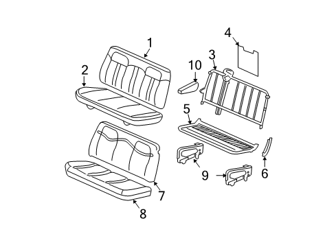 2015 GMC Savana 2500 Rear Seat Components Back Frame Diagram for 19127763