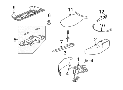 2005 Cadillac SRX Spare Tire Carrier Spare Carrier Diagram for 15874936