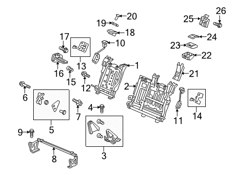 2011 Acura ZDX Rear Seat Components Bolt-Washer (10X25) Diagram for 90135-S7A-J51