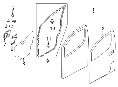 2013 Nissan NV200 Front Door Pad Front Door Outer, RH Diagram for 80858-3LM0A