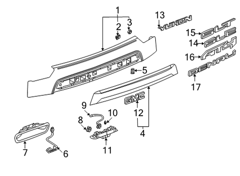 2021 GMC Yukon XL Lift Gate Power Cylinder Diagram for 84806679