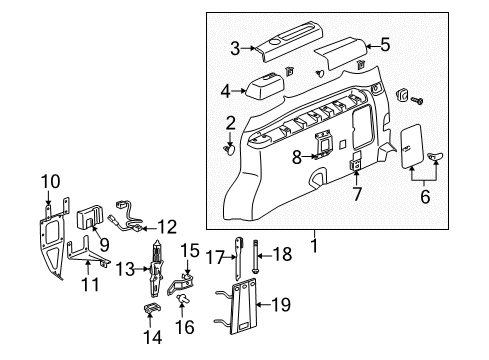 2006 Chevrolet Uplander Interior Trim - Side Panel Panel Asm-Body Side Trim *Medium Cashmere Diagram for 15915893