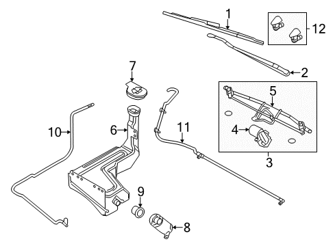 2011 Ford F-250 Super Duty Wiper & Washer Components Washer Hose Diagram for BC3Z-17K605-A