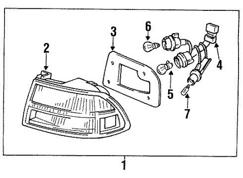 1992 Honda Civic Combination Lamps Taillight Assy., R. Diagram for 33500-SR4-A01