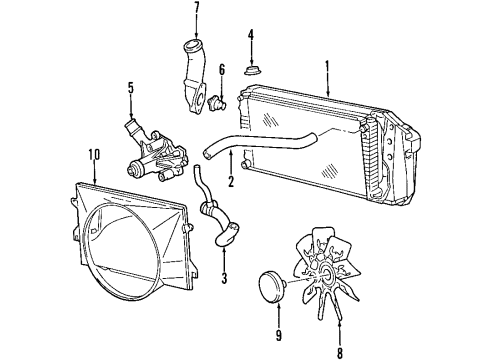 2000 Ford F-150 Cooling System, Radiator, Water Pump, Cooling Fan Radiator Assembly Diagram for F75Z-8005-FA