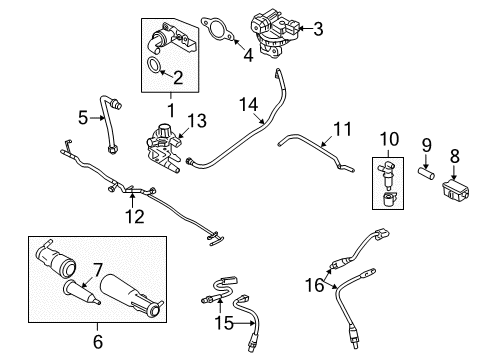 2008 Ford Explorer Sport Trac Emission Components Vent Tube Diagram for 6L2Z-9E616-A