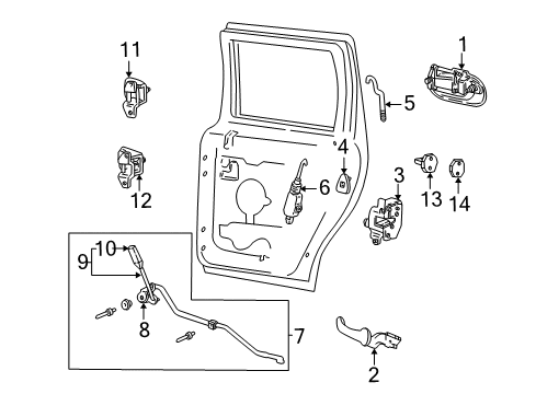1998 Ford Expedition Rear Door Lock Rod Diagram for F75Z-7826460-AAC