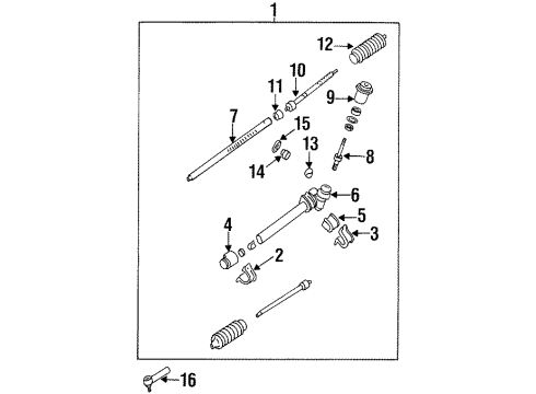 2000 Kia Sephia Steering Column & Wheel, Steering Gear & Linkage Rack Bush Diagram for 0K2A132114