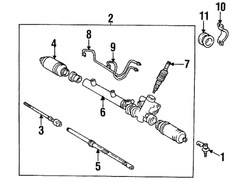 1993 Toyota Paseo Steering Column & Wheel, Steering Gear & Linkage Power Steering Gear Assembly(For Rack & Pinion) Diagram for 44250-16191