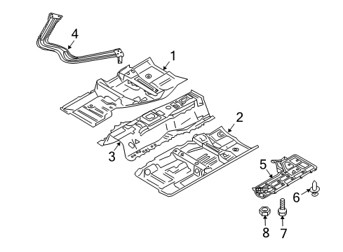 2012 Nissan 370Z Pillars, Rocker & Floor - Floor & Rails Floor Front Diagram for G4321-1EAMA