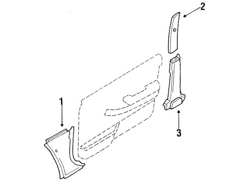 1988 Nissan Maxima Interior Trim - Pillars, Rocker & Floor GARNISH-Windshield Pillar RH BRN Diagram for 76911-42E11