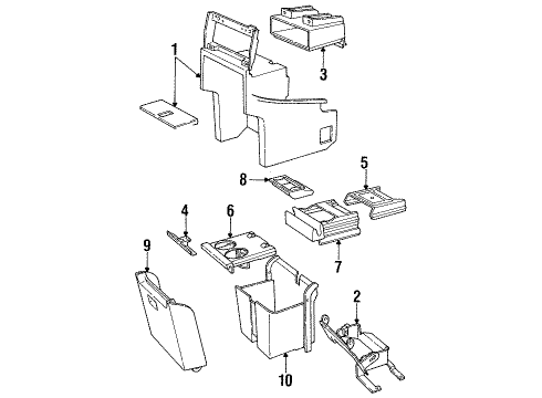 1992 Plymouth Voyager Center Console Holder Cup Diagram for 4460774