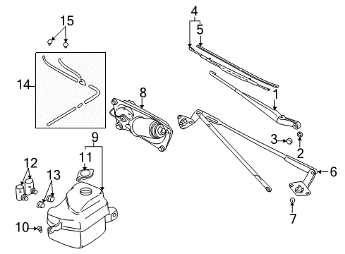 2000 Chevrolet Tracker Wiper & Washer Components Transmission, Windshield Wiper Diagram for 91174717