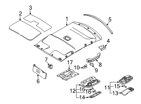 2001 Kia Spectra Interior Trim - Roof Hanger-Coat Diagram for 0K09A6947506