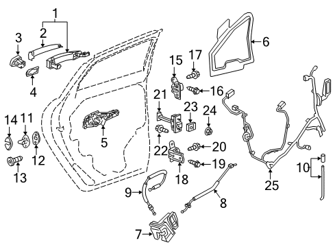 2021 Buick Enclave Lock & Hardware Lock Cable Diagram for 84331922