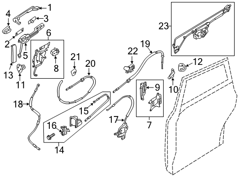 2013 Nissan Quest Sliding Door Regulator Assy-Slide Door, LH Diagram for 82721-1JA0B