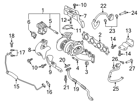 2017 Hyundai Santa Fe Sport Turbocharger Pipe & Hose Assembly-TURBOCHANGER Diagram for 282602GTA1