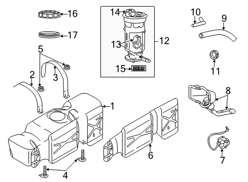 2002 Dodge Ram 1500 Fuel System Components Fuel Tank Sending Unit Diagram for 5072765AB