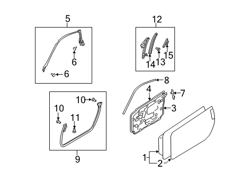 2003 Nissan 350Z Door & Components Weatherstrip-Front Door, LH Diagram for 80831-CD001