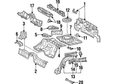 1996 Toyota Supra Rear Body Panel, Floor & Rails Brace, Center Floor Crossmember Diagram for 57523-24010