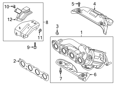 2021 Hyundai Accent Exhaust Manifold Gasket-Exhaust Manifold Diagram for 28521-2M100