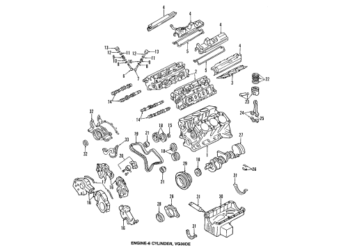 1996 Infiniti J30 Engine Parts, Mounts, Cylinder Head & Valves, Camshaft & Timing, Oil Pan, Oil Pump, Crankshaft & Bearings, Pistons, Rings & Bearings Sprocket-Camshaft, Intake Diagram for 13024-16V10
