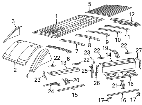 2016 Ram ProMaster 3500 Roof & Components REINFMNT-Roof Rail Diagram for 68167466AA