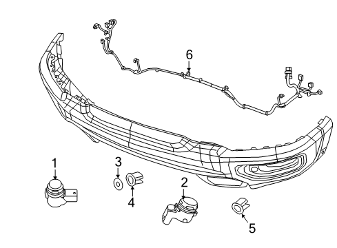 2019 Ram 1500 Parking Aid Bracket-Park Assist Sensor Diagram for 68335619AC