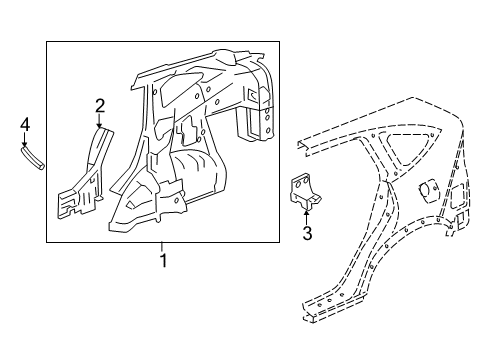 2016 Honda CR-V Inner Structure - Quarter Panel Separator L RR W Diagram for 64725-T0G-A01