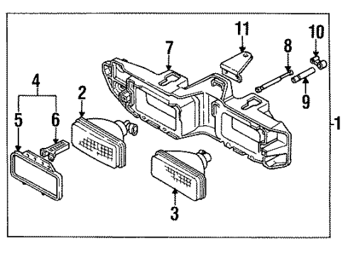 1992 Geo Storm Headlamps Nut, Headlamp Bracket Diagram for 97044618