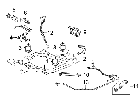 2008 Buick Enclave Engine & Trans Mounting Transmission Support Diagram for 12595066