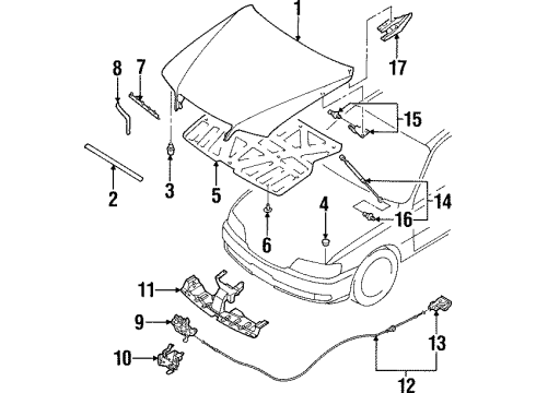 1998 Infiniti Q45 Hood & Components Stay Assy-Hood Diagram for 65470-6P025