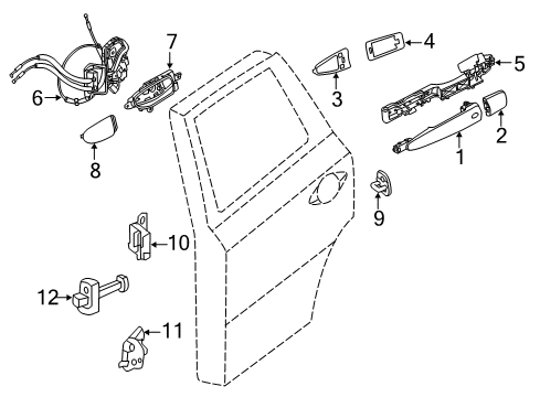 2015 Infiniti QX60 Rear Door Bracket-Outside Handle, LH Diagram for 80611-3JA0A