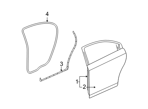 2008 Saturn Aura Rear Door Weatherstrip, Rear Side Door Diagram for 22793747