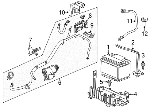 2012 Chevrolet Sonic Battery Battery Tray Diagram for 42401013