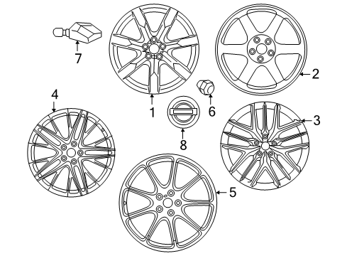 2015 Nissan GT-R Wheels, Covers & Trim Wheel Center Cap Diagram for 40342-62B0A