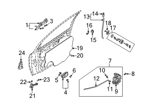 2003 Kia Rio Front Door - Lock & Hardware Front Door Outside Handle Assembly, Right Diagram for 82660FD010XX