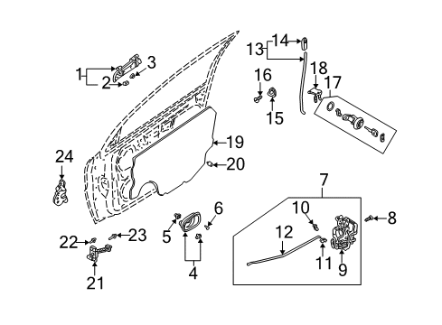 2003 Kia Rio Front Door - Lock & Hardware Front Door Latch Assembly, Right Diagram for 81320FD100BT