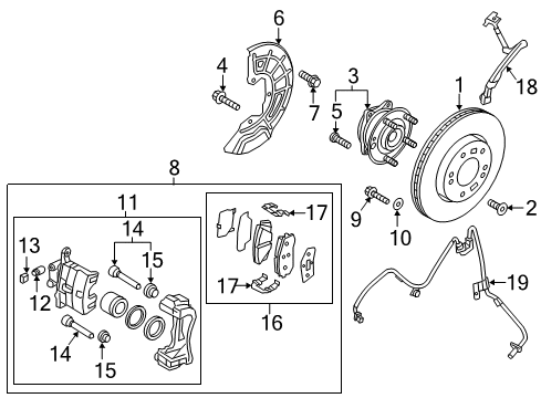 2020 Kia Optima Brake Components Brake Assembly-Front , Lh Diagram for 58110E6100