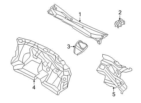 2008 Saturn Astra Cowl Insulator, Dash Panel Outer Diagram for 13227199
