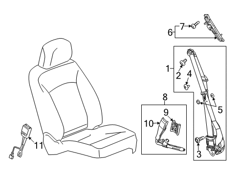 2014 Cadillac XTS Seat Belt Belt & Retractor Stop Diagram for 19121443