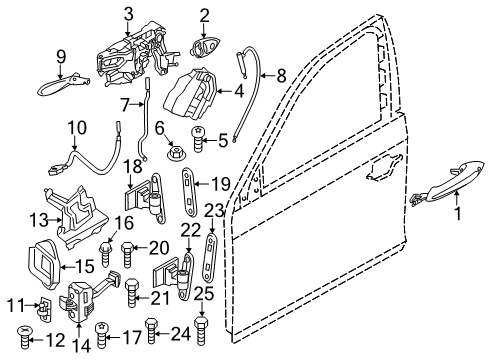 2013 BMW 550i GT xDrive Front Door - Lock & Hardware Torx-Bolt With Washer Diagram for 07147248303