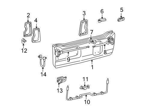 2003 Toyota Land Cruiser Back Door Tail Gate Diagram for 65061-60231