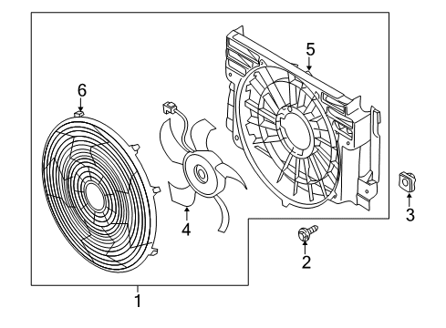 2000 BMW X5 A/C Condenser Fan Compression Shroud Diagram for 64546906106