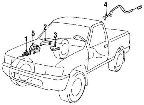 1994 Toyota T100 Anti-Lock Brakes Computer Assy, Skid Control Diagram for 89540-34010