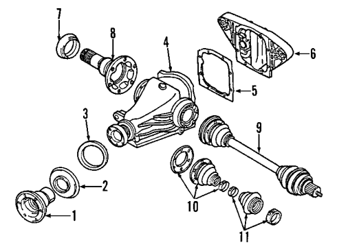 2007 BMW Z4 Rear Axle, Axle Shafts & Joints, Differential, Drive Axles, Propeller Shaft Drive Flange, Output, Left Diagram for 33137840563