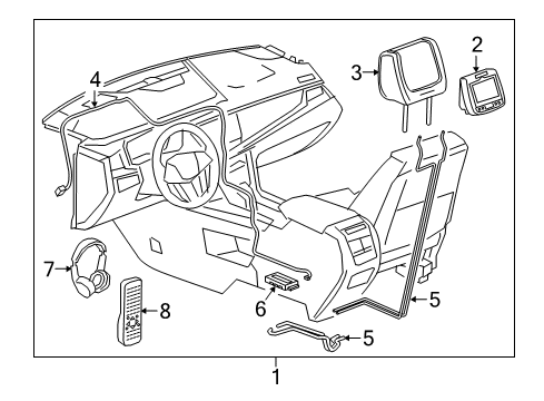 2021 GMC Acadia Entertainment System Components Headphone Asm Diagram for 23109052